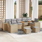 vidaXL Ensemble de canapé de jardin 10 Pièces Beige polyrotin