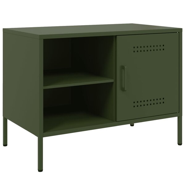 vidaXL Meuble TV vert olive 68x39x50 5 cm acier