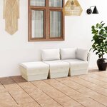 vidaXL Salon de jardin palette 3 Pièces avec coussins bois d'épicéa