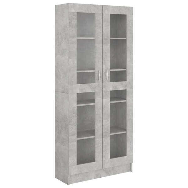 vidaXL Armoire à vitrine Gris béton 82 5x30 5x185 5 cm Bois ingénierie