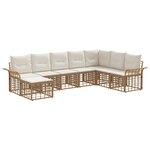 vidaXL Ensemble de canapés d'extérieur 8 pc Blanc Naturel et Crème