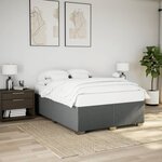 vidaXL Sommier à lattes de lit avec matelas Gris foncé 140x190cm Tissu