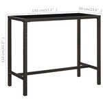 vidaXL Table de bar de jardin Marron 130x60x110cm Résine tressée verre