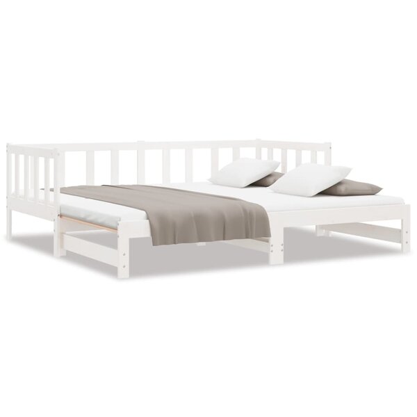 vidaXL Lit de jour avec lit gigogne blanc 80x200 cm bois de pin massif
