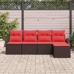 vidaXL Ensemble de canapé de jardin 5 Pièces Marron polyrotin
