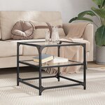 vidaXL Table basse avec dessus en verre transparent 50x50x45 cm acier