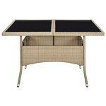 vidaXL Table à dîner d'extérieur Beige Résine tressée et verre