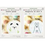 Coffrets 2 Broderies décoratives - Déco enfant Animaux - Panda et Kangourou