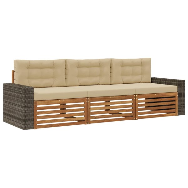 vidaXL Ensemble de canapés d'extérieur 3 Pièces Naturel et Beige