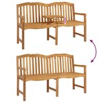 vidaXL Banc en Bois Sculpté en Rose 155 x 60 x 94 cm Naturel