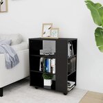 vidaXL Armoire à roulettes Noir 60x35x75 cm Bois d’ingénierie