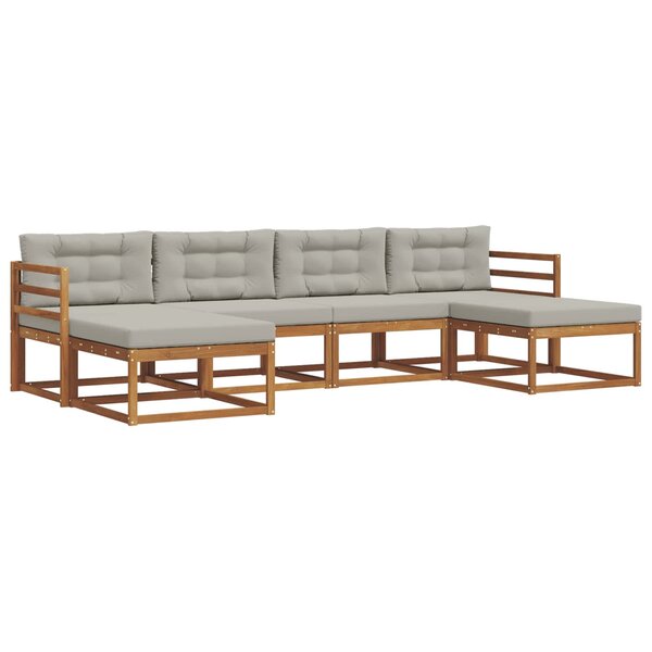 vidaXL Ensemble de canapés d'extérieur 6 Pièces Gris Naturel et Clair