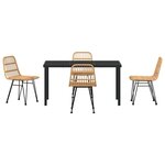 vidaXL Ensemble de salle à manger pour jardin 5 Pièces Marron Poly rotin
