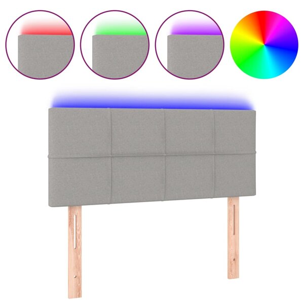 vidaXL Tête de lit à LED Gris clair 90x5x78/88 cm Tissu