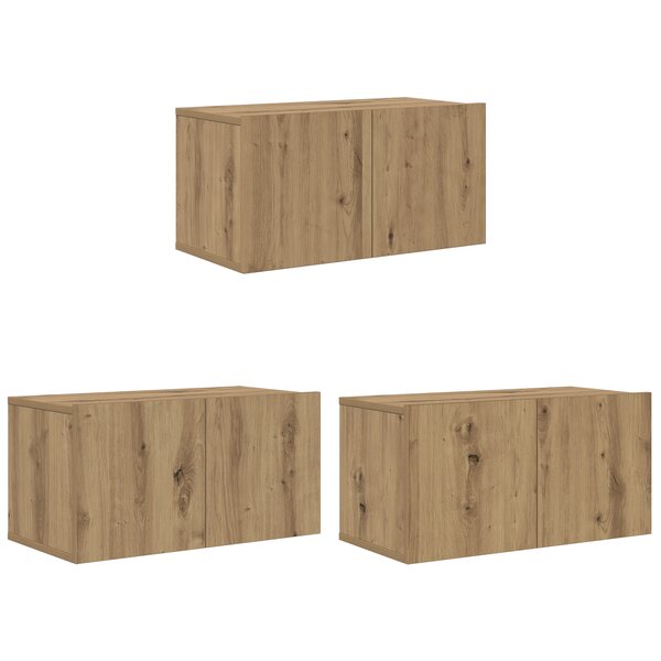 vidaXL Ensemble meuble TV Chêne Artisanal MDF  Placage Moyen Meuble TV