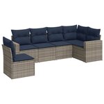 vidaXL Salon de jardin 6 Pièces avec coussins gris résine tressée