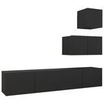 vidaXL Ensemble de meuble TV 4 Pièces Noir Bois d'ingénierie