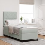 Lit Box Spring vidaXL avec Matelas & Lumière LED Gris Clair 80x200 cm Velours