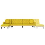 vidaXL Canapé-lit en forme de L jaune 271x140x70 cm velours