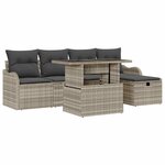vidaXL Ensemble de canapé de jardin 6 Pièces Gris clair Poly rotin