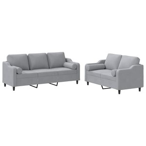 vidaXL Ensemble de canapés 2 Pièces coussins gris clair tissu