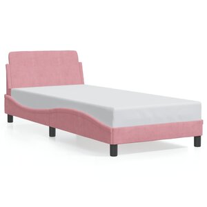 vidaXL Cadre de lit avec tête de lit Dover rose 90x200 cm velours