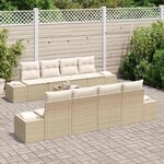 vidaXL Ensemble de canapé de jardin 8 Pièces Beige et crème polyrotin