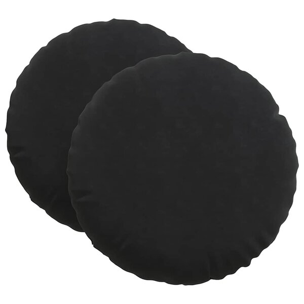vidaXL Coussins de siège 2 pc Velours Noir Ø60 x 21 cm