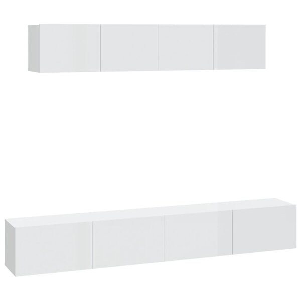 vidaXL Ensemble de meubles TV 4 Pièces Blanc brillant Bois d'ingénierie