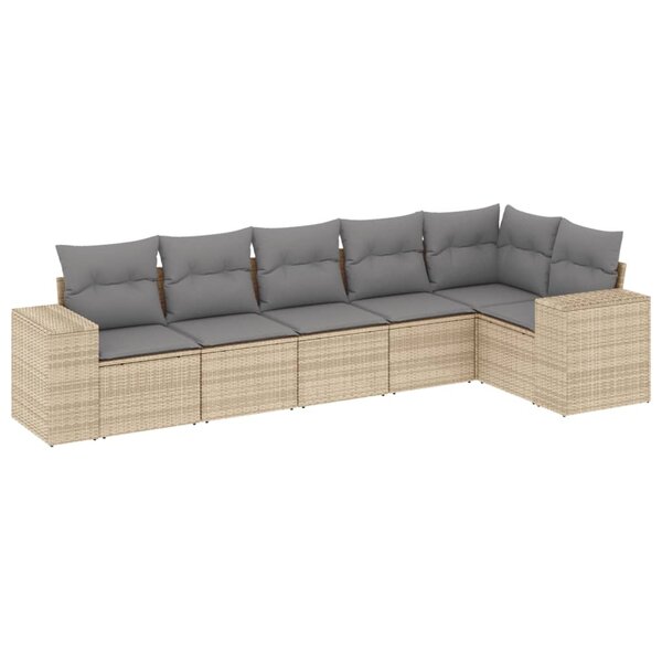 vidaXL Salon de jardin avec coussins 6 Pièces beige résine tressée