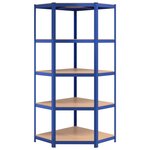 vidaXL Étagère d'angle à 5 niveaux Bleu Acier et bois d'ingénierie