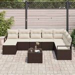 vidaXL Ensemble de canapé de jardin 9 Pièces Marron Poly rotin