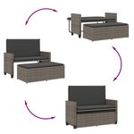 vidaXL Banc de jardin avec coussins et repose-pied gris résine tressée