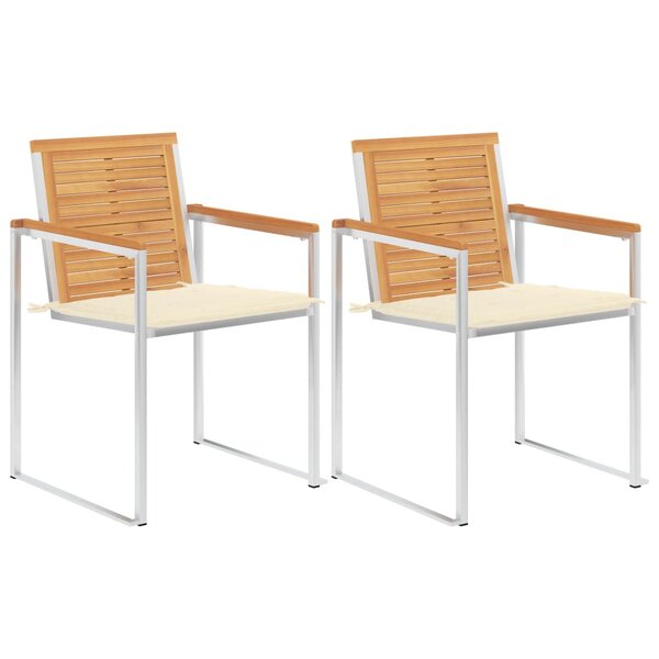 vidaXL Chaises de jardin avec coussins 2 Pièces Teck solide et acier
