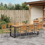 vidaXL Ensemble de salle à manger pour jardin 9 Pièces Gris  Bois