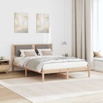 vidaXL Cadre de lit avec tête de lit Taupe 140 x 190 cm Pin massif