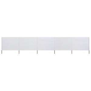 vidaXL Paravent 5 panneaux Tissu 600 x 80 cm Blanc sable