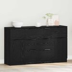 vidaXL Buffet 3 Pièces Chêne noir 121 x 30 x 70 cm Bois d'ingénierie