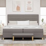 vidaXL Lit à ressorts avec matelas Taupe 200 x 200 cm tissu
