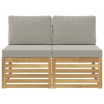 vidaXL 2 Pièce Sofa de milieu extérieur Bois d'Acacia Massif Blanc
