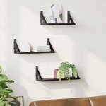 vidaXL Ensemble d'étagères murales 3 Pièces Chêne noir 37 x 12 x 13 cm