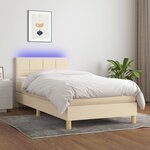 vidaXL Sommier à lattes de lit avec matelas LED Crème 80x200 cm Tissu