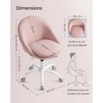 Chaise de bureau fauteuil pivotant siège confort rembourrage en mousse réglable en hauteur pour bureau chambre salle de réunion rose 12_0004870