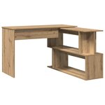 vidaXL Bureau d'angle chêne artisanal 200 5x50x76 cm bois d'ingénierie