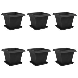 vidaXL Pots de plantes 6 Pièces Noir 38 x 38 x 30 cm Plastique