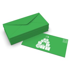 Lot de 50 enveloppes de noël père noël verte profonde 110x220 mm (dl)