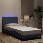 vidaXL Cadre de lit avec LED sans matelas gris foncé 90x200 cm velours