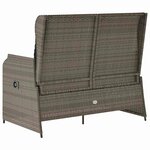 vidaXL Banc de jardin avec coussin Gris Poly rotin