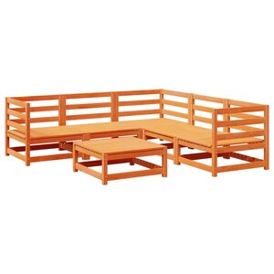 vidaXL Salon de jardin 6 Pièces cire marron bois de pin massif