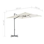 vidaXL Parasol en porte-à-faux avec mât en acier 250 x 250 cm Sable